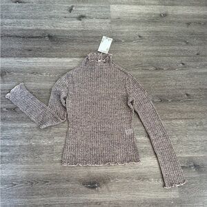 Chelsea & Violet Ribbed Turtleneck Sweater - Gray